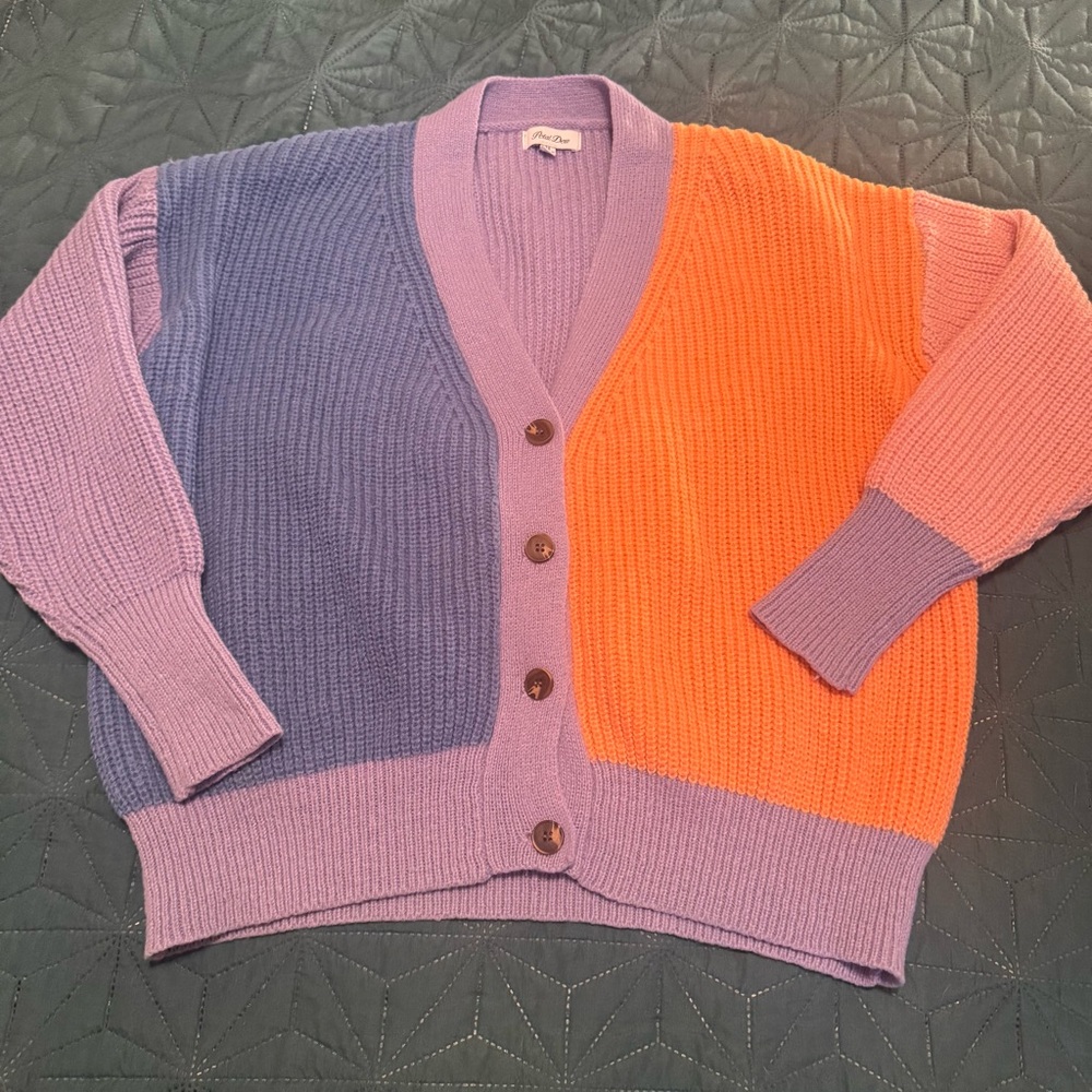 Colorblock Knit Cardigan Sweater - Boutique brand, women’s Medium M